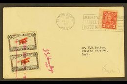 CHERRY RED AIRLINES  1931 Cover Franked 2c Geo V Plus Vertical Pair Of 10c Via Air 1oz Labels, Showing The Variety "Snow - Autres & Non Classés