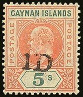 1907  "1D" On 5s Salmon And Green, SG 19, Never Hinged Mint. For More Images, Please Visit Http://www.sandafayre.com/ite - Kaimaninseln