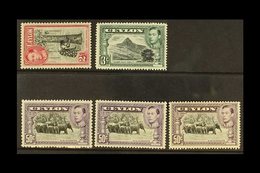 1938-49  Scarce Perfs, With 2c SG 386a, 3c SG 387c, 50c SG 394, 394a And 395c, Lightly Hinged Mint, Cat £990. (5 Stamps) - Ceylon (...-1947)