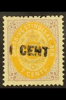 1887  1c On 7c Lilac And Deep Yellow, Facit 23, Fine Mint. For More Images, Please Visit Http://www.sandafayre.com/itemd - Danish West Indies