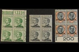 1925  20c To 2L Ovptd "Colonia Eritrea", Sass S20, In Never Hinged Mint Blocks Of 4. Cat 2200 Euro. (£1800+), 20c Is Cor - Eritrea