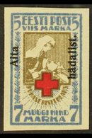 1923  5m+7m Brown & Blue Red Cross "Aita Hadalist" Overprinted Imperf, Mi 47B, 4 Wide Margins, Very Fine Mint For More I - Estland