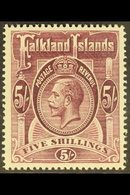 1912  5s Maroon, Geo V, SG 67b, Very Fine Mint. For More Images, Please Visit Http://www.sandafayre.com/itemdetails.aspx - Falklandeilanden
