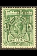 1921-28  3s Slate Green, Script Wmk, SG 80, Fine Mint For More Images, Please Visit Http://www.sandafayre.com/itemdetail - Falklandinseln