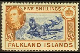 1938-50  5s Blue & Chestnut "Southern Sea Lion", SG 161, Fine Lightly Hinged Mint For More Images, Please Visit Http://w - Falklandinseln