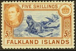 1938-50  5s Blue & Chestnut, SG 161, Never Hinged Mint For More Images, Please Visit Http://www.sandafayre.com/itemdetai - Falkland Islands