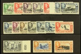 1938-50  Definitives Complete Basic Set From ½d To 10s, SG 146/162, Very Fine Mint, The 2s6d Is Never Hinged Mint Margin - Falklandeilanden