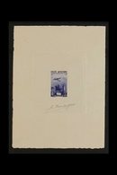 ALGERIA  1949 SUNKEN DIE PROOF In Dark Blue For The 15fr+20fr Stamp Anniversary (Aircraft Over Statue), As Yvert 13 Of S - Andere & Zonder Classificatie