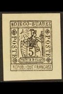 DIEGO - SUAREZ  1891 5c Grey Black "Sun & Warrior" (Litho) Imperf, Yv 10, SG 10, Unused As Issued For More Images, Pleas - Other & Unclassified