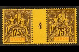 GABON  1904-07 75c Brown On Orange Tablet (Yvert 29, SG 2, Maury 27), Very Fine Mint Horizontal '4' MILLESIME PAIR, Very - Other & Unclassified