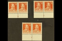 GENERAL  1947 24pf Brown Orange Stephan (Michel 963, SG 949), Three Horizontal Lower Marginal PAIRS With 13, 15 & 16 PLA - Sonstige & Ohne Zuordnung