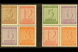 RUSSIAN ZONE  WEST SAXONY 1945-46 Both CENTRAL SE-TENANT BLOCKS Of 4, Michel Hz 10/11, Never Hinged Mint, Very Fresh & S - Andere & Zonder Classificatie