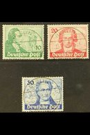 1949  Goethe Complete Set (Michel 61/63, SG B61/63), Superb Cds Used, Very Fresh, All Expertized Schlegel BPP. (3 Stamps - Autres & Non Classés