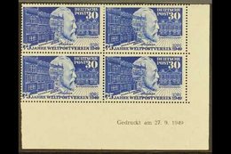 1949  30pf Ultramarine UPU (Michel 116, SG 1038), Superb Mint (lower Pair Never Hinged) Lower Right Corner DATED BLOCK O - Other & Unclassified