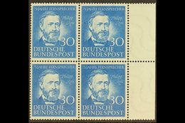 1952  30pf Blue Reis - Telephone (Michel 161, SG 1087), Superb Never Hinged Mint Marginal BLOCK Of 4, Very Fresh. (4 Sta - Andere & Zonder Classificatie