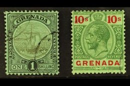 1908  1s And 10s, Wmk CA, SG 82/3, Very Fine Used. Scarce Issue. (2 Stamps) For More Images, Please Visit Http://www.san - Grenada (...-1974)