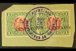 1916  12½ On 1c Claret & Green "13½" FOR "12½" Variety In Horizontal SE-TENANT PAIR With Normal Stamp, SG 153+153d, Very - Guatemala