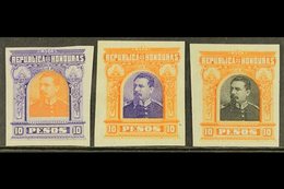 1891  10p President Brogan Large Design (as SG 69) - Three IMPERF PLATE PROOFS Printed In Different Colour Combinations  - Honduras