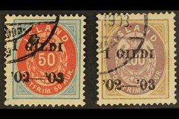 1902  50aur And 100aur Ovptd "I Gildi" In Black, Perf 14x13½, Fac 43/4, Very Fine Used. (2 Stamps)  For More Images, Ple - Other & Unclassified