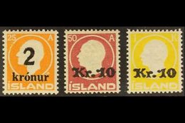 1924  Jon Sigursson And Frederik VIII Heads Surcharged, Fac. 121/3, Very Fine Mint. (3 Stamps) For More Images, Please V - Other & Unclassified