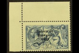 1922-23  10s Dull Grey-blue Seahorses With "Saorstat" Overprint (SG 66) With MAJOR RE-ENTRY (position R. 1/1) Variety, H - Other & Unclassified