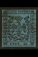 MODENA  1852 40c On Deep Blue, With Stop, Variety "cnet For Cent", Sass 10f, Superb Used With Large Even Margins All Rou - Zonder Classificatie