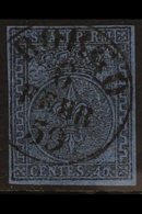 PARMA  1852 40c Black On Blue (Sassone 5, SG 9), Fine Used With Superb Almost Complete Fully Dated "Borgo / 6 Febr 59" C - Unclassified