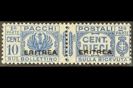 ERITREA  PARCEL POST 1927-37 10c Deep Blue With Forged "ERITREA" Overprint (as SG P123, Sassone 22), Fine Never Hinged M - Sonstige & Ohne Zuordnung