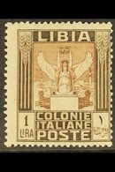 LIBYA  1921 1L Brown Pictorial Perf 14x13¼ (SG 31B, Sassone 30a), Fine Mint, Centred To Lower Right, Fresh. For More Ima - Sonstige & Ohne Zuordnung