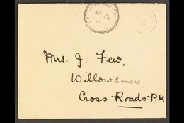 1913 RARE "GOVERNOR/CROWN" HAND STAMP ON KINGS HOUSE ENVELOPE TO CROSS ROADS  (April) Neat Envelope Showing A Good Viole - Jamaica (...-1961)