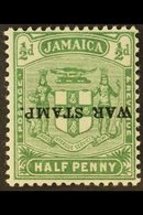 1916 (APR-SEPT)  ½d Yellow-green War Stamp With "OVERPRINT INVERTED" Variety, SG 68c, Very Fine Mint For More Images, Pl - Jamaïque (...-1961)