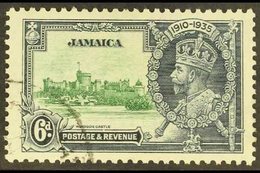 1935  6d Green & Indigo Jubilee LIGHTNING CONDUCTOR Variety, SG 116c, Very Fine Cds Used, Fresh & Attractive. For More I - Jamaica (...-1961)