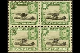 1938-54  10c Black And Green Block Of Four With One Stamp (top Right) Showing The MOUNTAIN RETOUCH, SG 135+135a, Never H - Vide