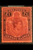 1938  £1 Brown Purple & Black/red, SG 114, Very Fine Mint With Photo Certificate. For More Images, Please Visit Http://w - Leeward  Islands