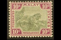 FEDERATED MALAY STATES  1900-01 10c Grey And Claret, Watermark Crown CA, SG 20a, Very Fine Mint. For More Images, Please - Other & Unclassified