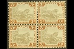 FMS  1904-22 3c Grey And Brown, SG 32, Very Fine Mint Block Of Four, Lower Pair Never Hinged. For More Images, Please Vi - Other & Unclassified