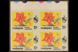 NEGRI SEMBILAN  1979 15c Flowers (SG 107), Never Hinged Mint Upper Marginal IMPERF BLOCK Of 4, Fresh & Attractive. (4 St - Sonstige & Ohne Zuordnung