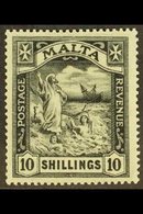 1921  10s Black, St Paul, Wmk Script, SG 104, Very Fine And Fresh Mint. For More Images, Please Visit Http://www.sandafa - Malta (...-1964)