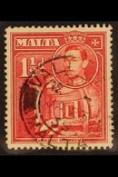 1938  1½d Scarlet, Variety "Broken Cross", SG 220a, Very Fine Used. RPS Cert. For More Images, Please Visit Http://www.s - Malte (...-1964)