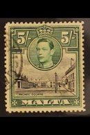 1938  5s Black And Green, Palace Square, Variety "Semaphore Flaw", SG 230a, Very Fine Used. BPA Cert.    For More Images - Malta (...-1964)