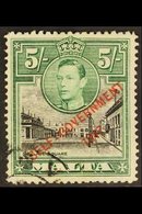 1948-53  5s Black & Green Overprint With 'NT' JOINED Variety, SG 247a, Used. For More Images, Please Visit Http://www.sa - Malte (...-1964)