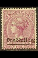 1877  1s On 5s Rosy Mauve, SG 81, Very Fine Mint. Scarce Stamp. For More Images, Please Visit Http://www.sandafayre.com/ - Maurice (...-1967)