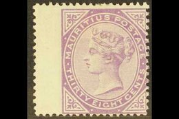 1879  38c Bright Purple, Wmk CC, SG 98, Fine Mint Wing Margin Copy. For More Images, Please Visit Http://www.sandafayre. - Mauritius (...-1967)