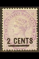 1886  2c On 38c Bright Purple, SG 116, Very Fine Mint. For More Images, Please Visit Http://www.sandafayre.com/itemdetai - Mauritius (...-1967)