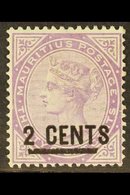 1886  2c On 38c Bright Purple, SG 116, Very Fine Mint. For More Images, Please Visit Http://www.sandafayre.com/itemdetai - Maurice (...-1967)