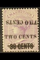 1891  2c On 38c On 9d Pale Violet, Variety "surcharge Double, One Inverted", SG 120c, Very Fine Mint. For More Images, P - Maurice (...-1967)