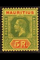 1913  5r Green And Red On Pale Yellow, SG 203a, Very Fine Mint. For More Images, Please Visit Http://www.sandafayre.com/ - Mauritius (...-1967)