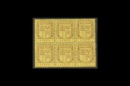 1921  2c Purple On Yellow, Wmk Script, Variety "Wmk Inverted", SG 207w, Never Hinged Mint, Block Of 6. For More Images,  - Mauritius (...-1967)