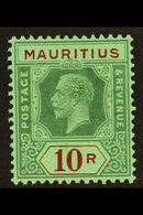 1921-34  10r Green & Red/emerald (Die II), SG 241, Fine Mint For More Images, Please Visit Http://www.sandafayre.com/ite - Mauritius (...-1967)