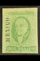 1856  2r Emerald Imperf Hidalgo With District Name, SG 3 Or Scott 3b, Fine Mint With Three Large Margins And Lovely Orig - Mexico